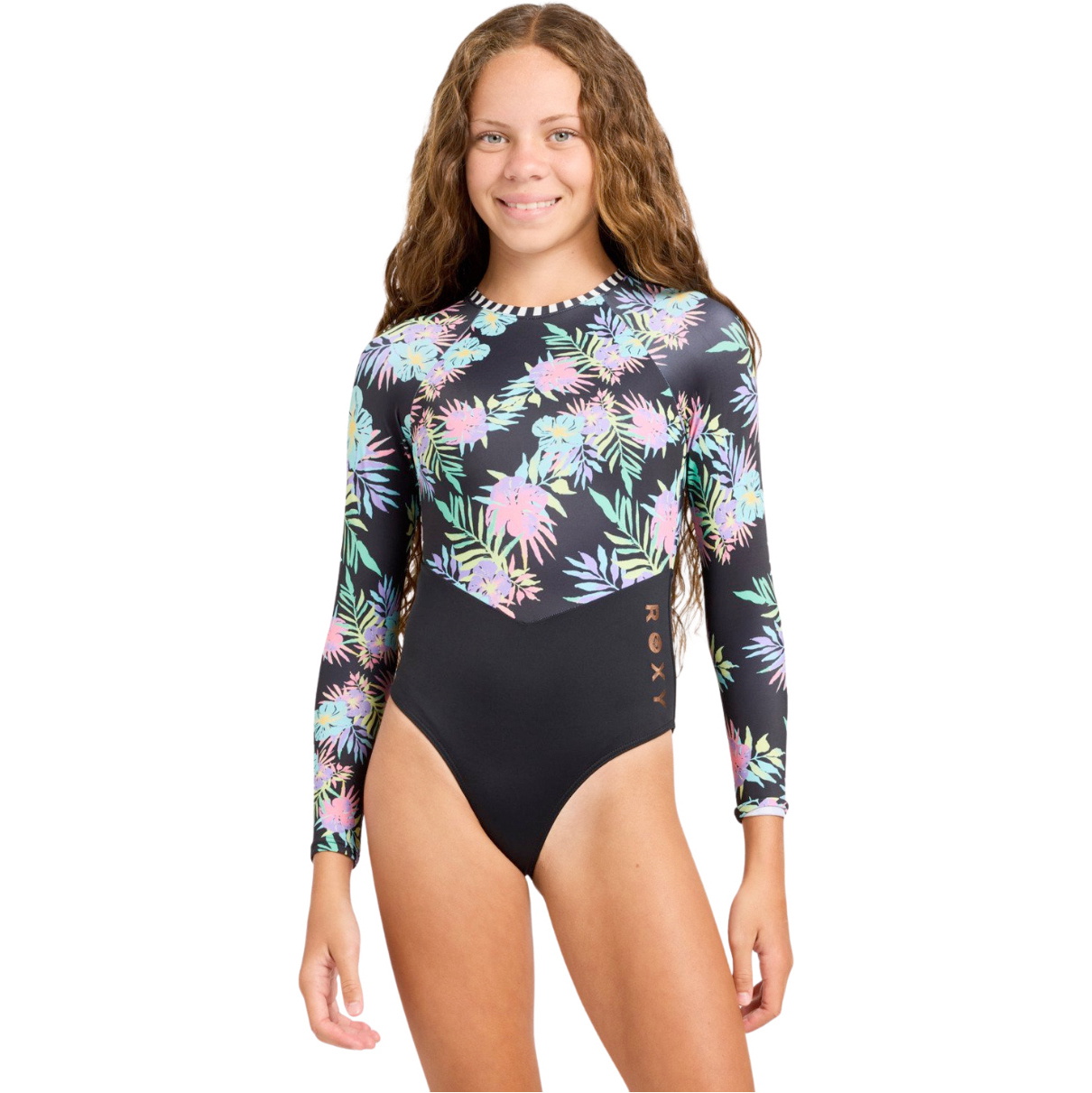 2026 Roxy Junior Roxy Active Long Sleeve Surfsuit ERGWR03485 - Anthracite Aquarella Active Rg